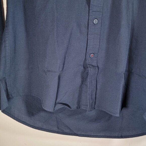 Amazon Mens Navy Blue Goodthread Standard Fit Ripstop Dobby Button Up Shirt M - Picture 6 of 9